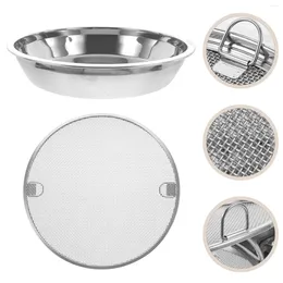 Dinnerware Sets Stainless Steel Philtre Pan Containers Snack Serving Dish Grilled Plate Rack Frying Tray Air Fryer Basket Oven Storage