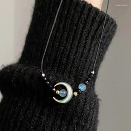 Pendant Necklaces Bohemia Moonstone Moon Necklace For Women Fashion Vintage Korean Charm 90s Aesthetic Jewellery Gift