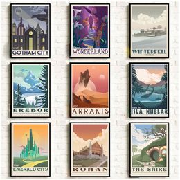 Famous Movie Wall Art Canvas Painting Rohan Arrakis Landscape Posters and Prints Wall Picture Travel Gift Living Room Modern Art Decoration Home Decor w01