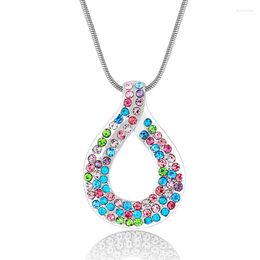 Pendant Necklaces NL-00668 Korean Fashion Accessories Silver Plated Luxury Rhinestone Water Drop Necklace For Women Mother's Day Gift