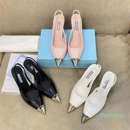 2023-Women Luxury Leather Sandal Designer Pointed Shoes Slippers Sexy Party Wedding Formal Dress Shoes Womens Fashion Brand Simple Sandals Fashion top quality