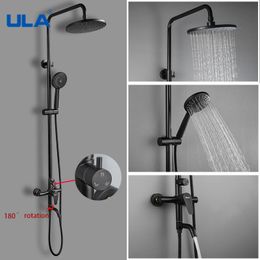 Bathroom Shower Heads ULA Faucet Black Mixer Tap Stainless Steel Bathtub Rain Head Set Rainfall System 230620