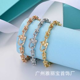 Original brand TFF brass gold-plated Savi same U-shaped Bracelet lock chain metal texture cool wind horseshoe couple