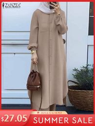 Ethnic Clothing ZANZEA Fashion 2pcs Women Muslim Sets Spring Long Sleeve Shirt Pants Suits Casual Dubai Turkey Abaya Sets Eid Mubarek Outifits 230620