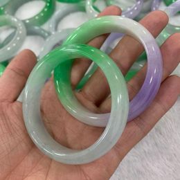 Bangle A Class Pure Natural Bangles Original Ecological Pattern Light Purple Floating Flower Kind Jade Bracelet Jewellery Accessories