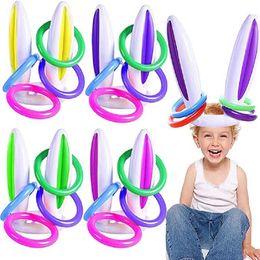 Novelty Games 1Set PVC Inflatable Bunny Ears Ring Toss Game Inflatable Toss Game for Easter Party Kids Toy Gifts Wedding Birthday Supplies 230621