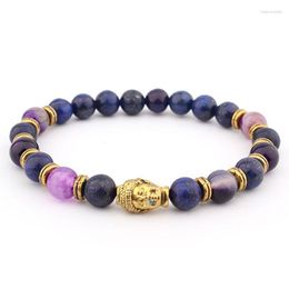 Link Bracelets Chain Natural Lapis Lazuli Stone Bracelet Men Women Amethyst Buddha Head Charm Beaded Bangles Energy Jewellery Raym22