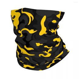 Bandanas Camo Style Black And Yellow Camouflage Bandana Neck Gaiter For Hiking Running Women Men Wrap Scarf Headband Warmer