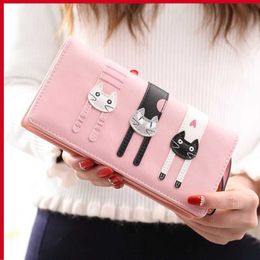 Stylish and Exquisite Small Purse Wallet Women's Long 2023 New Fashion Cute Three Cats Personality Mini Card Bag