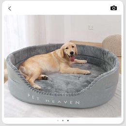 Autumn Winter Dog Bed Removable Washable Kennel Pet Large Sofa Plus Velvet Thick Deep Sleep Cushion Puppy Mat Accessories