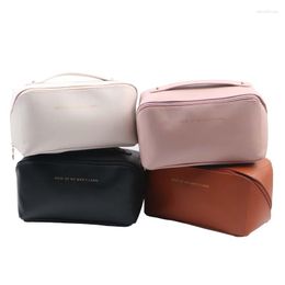 Cosmetic Bags & Cases Large Capacity Travel Bag PU Leather Waterproof Women Portable With Handle And Divider Organiser