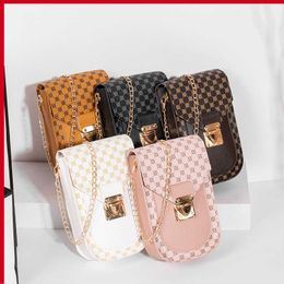 Stylish and Exquisite Small Purse Wind Geometry Printed Mobile Phone Bag Ti0de 2023 Fashion Women's One Shoulder Crossbody Personalised Chain Wrap Hair