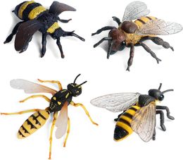 4 Pcs Bee Set Figurine Garden Animals Figures Various Bees Model 1224544