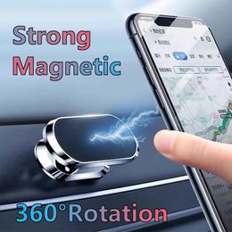 360° Magnetic Car Phone Holder Rotatable Mini Strip Shape Stand For Huawei Metal Strong Magnet GPS Car Mount for iPhone 11 14 LG