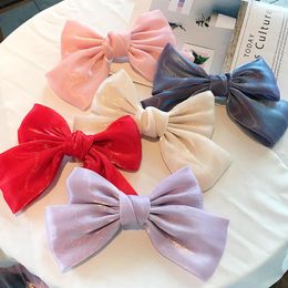 Hair Clips Satin Bow Hairpin Back Head Clip Sen Tie Top Accessories For Women 2023