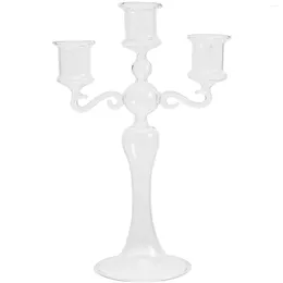 Candle Holders Tapered Candles Glass Holder For Table Unique Votive Conical 21.5X14X8CM French Style Candlestick Transparent Pillar