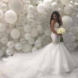 2023 African Mermaid Wedding Dresses Sweetheart Beading Lace Court Train Ivory Vintage Plus Size Bridal Gowns310w