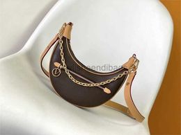 stylisheendibags 5A Designers Classic Loop Gold Chain Handbag Womens Coated Canvas Zipper Crossbody Shoulder Strap Bag Crescent bottom purses Moon Bags