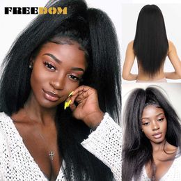 Synthetic Lace Front Wigs For Black Women Yaki Straight Long 26inch perruque Lace Wig Baby Hair Heat Resistant Fibre 230524