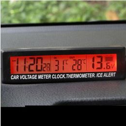 Auto Car LCD Digital Clock Thermometer Temperature Voltage Meter Battery Monitor Black