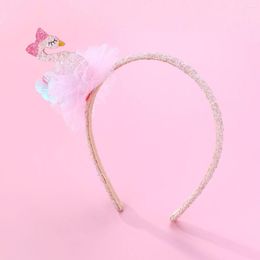 Hair Accessories 10pcs Glitter Swan With Pink Tutu Hairbands Cartoon Bird Hard Headbands Princess Headwear Boutique For Girls