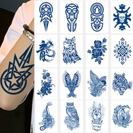 Temporary Tattoos 100Pcs Wholesales Juice Ink Lasting Tattoo Dragon Snake Bear Body Art Waterproof Sticker Man Tatoo Arm Star Rose Women 230621