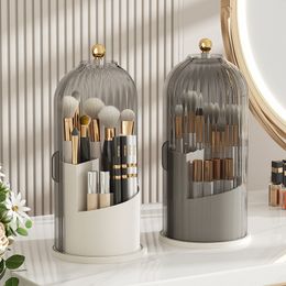 Storage Holders Racks 360° Rotating Luxury Makeup Brush Holder With Lid Cosmetic Organiser Lipstick Eyebrow Pencil Eye Shadow Box 230621