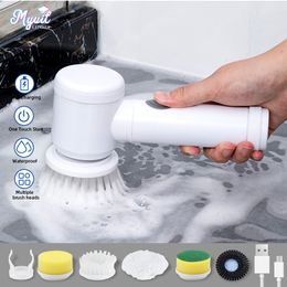 Toalettborstar Holder Electric Cordless Kitchen Cleaning Brush 360 Degree Rotating Handheld Bathtub Scrubber Tool 230621