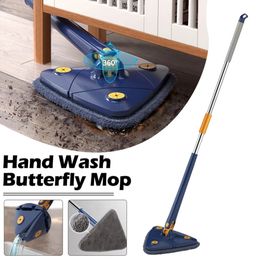 Hand Push Sweepers Triangle Mop 360Degree Adjustable Window Cleaning Microfiber 1 Handle SelfWringing Glass Wiper Wall Kit 230621