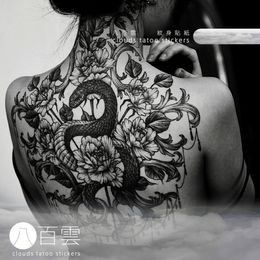 Temporary Tattoos Full Back Big Tattoo for Women Waterproof Stickers Flower Snake Art Lasting Sexy Fake 230621