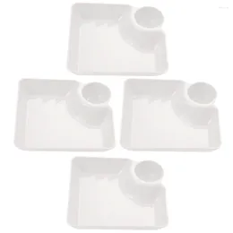 Flatware Sets 4 Pcs Japanese Sushi Plates Plastic Serving Tray Chip Dip Set Appetiser Cheese Plate Square Dish