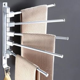 Towel Racks 4-Arms Swivel Towel Bars Rotatable Towel Rack Hanger WithWall Mounted Storage Rack With Hooks Bathroom Swing Shower Towel Shelf 230621