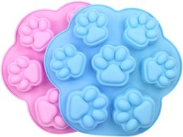 Dog Cat Paw Mold Silicone Ice Cube Tray Wax Melt Molds Chocolate Candy Baking Molds, Non-Stick Chocolate Soap Pudding Jello Ice Cube Tray 122777