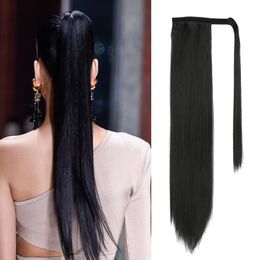 Hair pieces Long Straight tail Synthetic s Heat Resistant 26 Inch Wrap Around Tail Hairpieces for Women Girls 230621