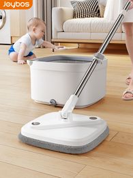 Hand Push Sweepers Joybos HandFree Lazy Squeeze Mop Spin With Bucket Automatic Magic Floor Nano Microfiber Cloth SelfCleaning Square 230621