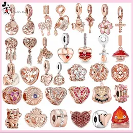 For pandora charm 925 silver beads charms 925 Bracelet Rose Gold Coffee Cup Heart Mushroom Charm Evil Eyes Tiger