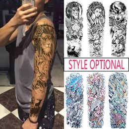 Temporary Tattoos Full Arm Tattoo Stickers Waterproof Men and Women Totem Lion Tiger Body Painting Sleeve 230621
