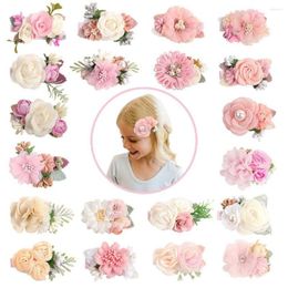 Hair Accessories 6pc/lot Artificial Pearl Flower Clips Cute Clip For Baby Girls Hairpins Born Pography Props Kawaii