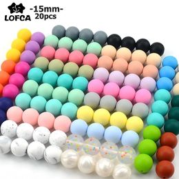 Baby Teethers Toys LOFCA 15mm 20pcslot Silicone Loose Beads Safe Teether Round Teething DIY Chewable Colorful For Infant 230621