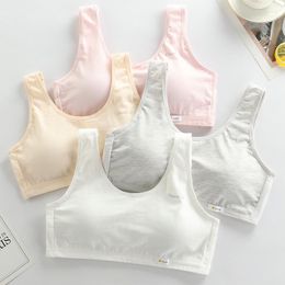 Camisoles & Tanks Girls' Bra Puberty Student Underwear Pure Cotton Women's Steel Ring Free Thin Style Large Chest Small Sports Tank