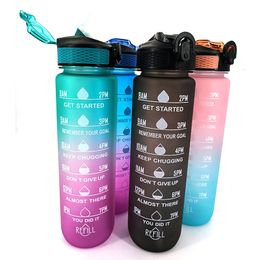 Water Bottles 1 Litre Bottle Motivational Sport Leakproof Drinking Outdoor Travel Gym Fitness Jugs For Kitchen 230621