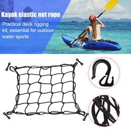 Beach accessories Kayak Canoe Deck Cargo Net Lashing Hook Heavy Duty Nylon Luggage Netting Mesh 230621