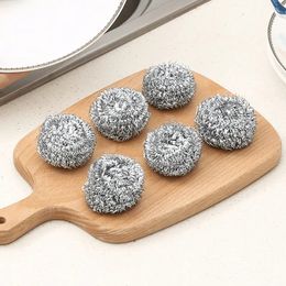 4pcs, Stainless Steel Cleaning Balls For Household Use, Rust Free, Kitchen Dishwashing, Steel Wire Ball Brush Pot, Bowl Brush, Steel Wire Cotton Brush