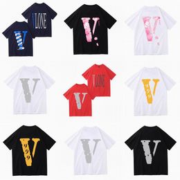 gym t shirts men vlone shirt mens V Mens Designer T Shirt Fashion Personality Big V Printing Cotton Mans Tees Street Shorts Sleeve Clothes Tshirts friends black