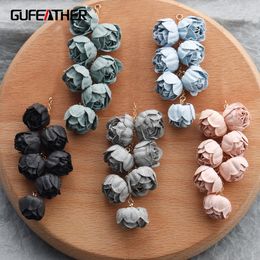 Pins Brooches GUFEATHER M840 Jewellery accessories diy pendants ear chain flower shape charms hand made making earrings 6pcs lot 230621