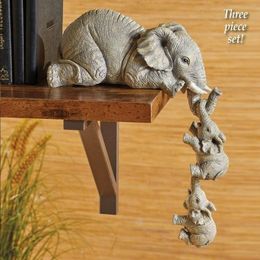 Decorative Objects Figurines 3pcs/set Cute Elephant Figurines Elephant Holding Baby Elephant Resin Crafts Home Furnishing Gift 230621