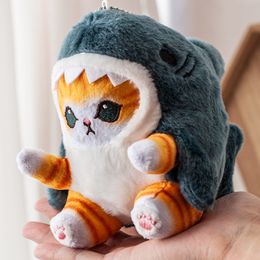 Plush Dolls Cute Shark Cat Fried Shrimp Cat Plush Doll Pendant Doll Beautiful Room Car Bag Decoration Pendant Opening Holiday Gift 230621