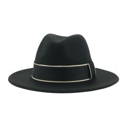 Wide Brim Hats Bucket Male Caps for Men Women's Fedoras Felted Hat Panama Vintage Luxury Formal Wedding Decorate Belt Band Sombreros De Mujer 230621