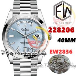 EWF V3 ew228206 A2836 ew2836 Automatic Mens Watch 40MM Ice Blue Dial Diamonds Markers 904L Stainless Steel Bracelet With Same Serial Warranty Card eternity Watches
