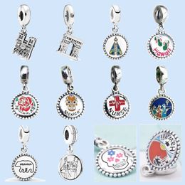925 silver beads charms fit pandora charm stitch Bead Necklace Jewellery Gift Carving Suitable for Women